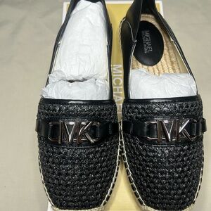 Michael Kors Black Woven Slip-On Shoes